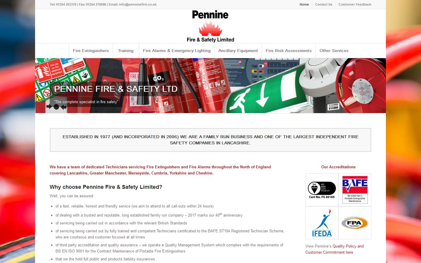 Pennine Fire & Safety Ltd Website