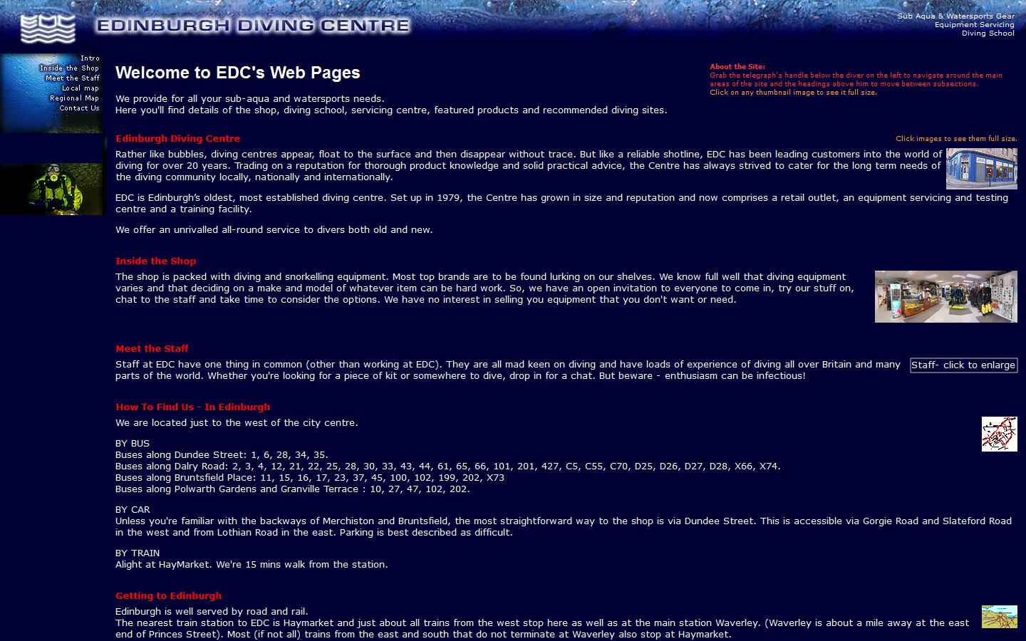 Edinburgh Diving Centre Website