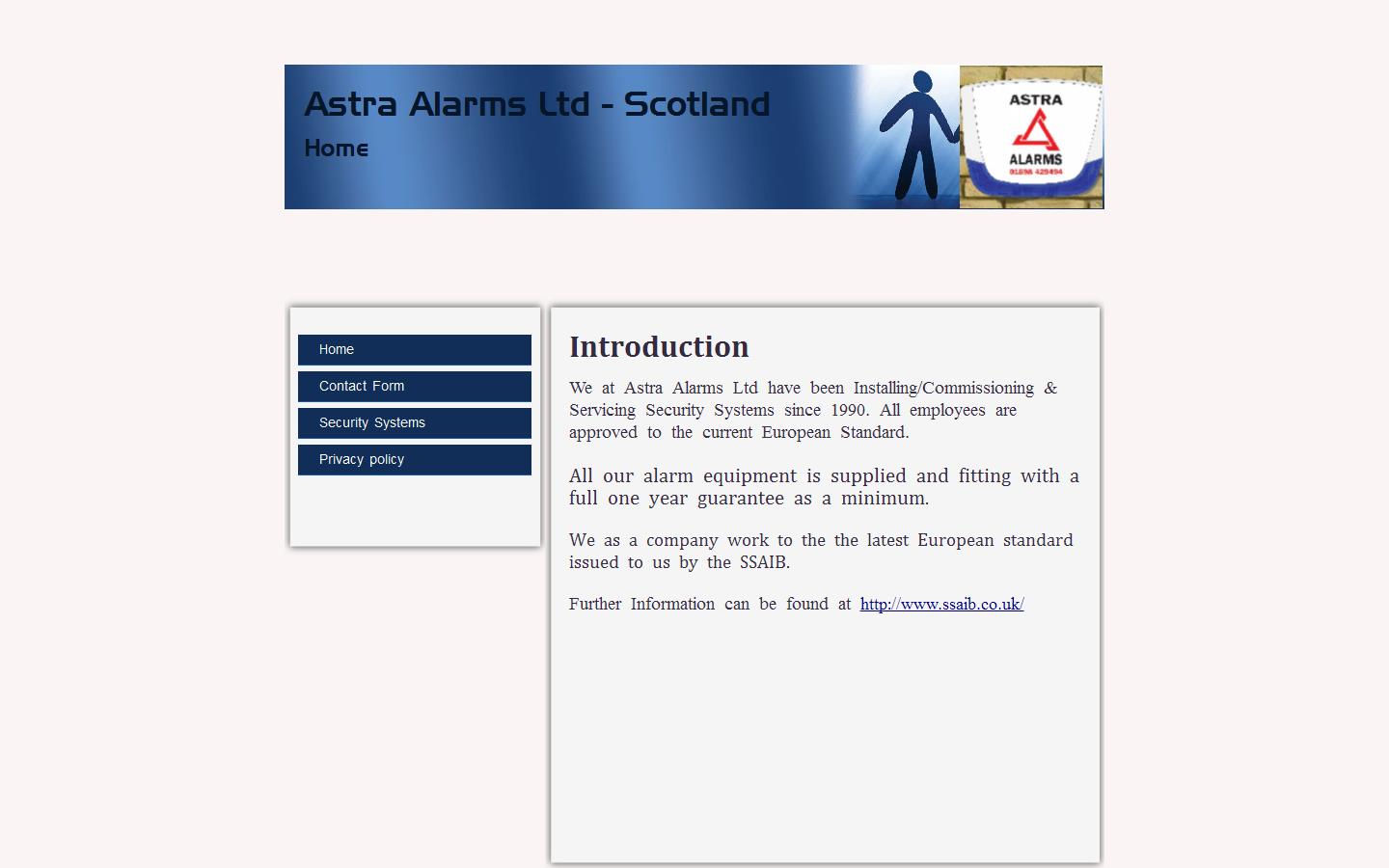 Astra Alarms Ltd Website