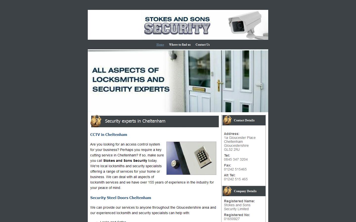 Stokes & Sons Security Ltd Website
