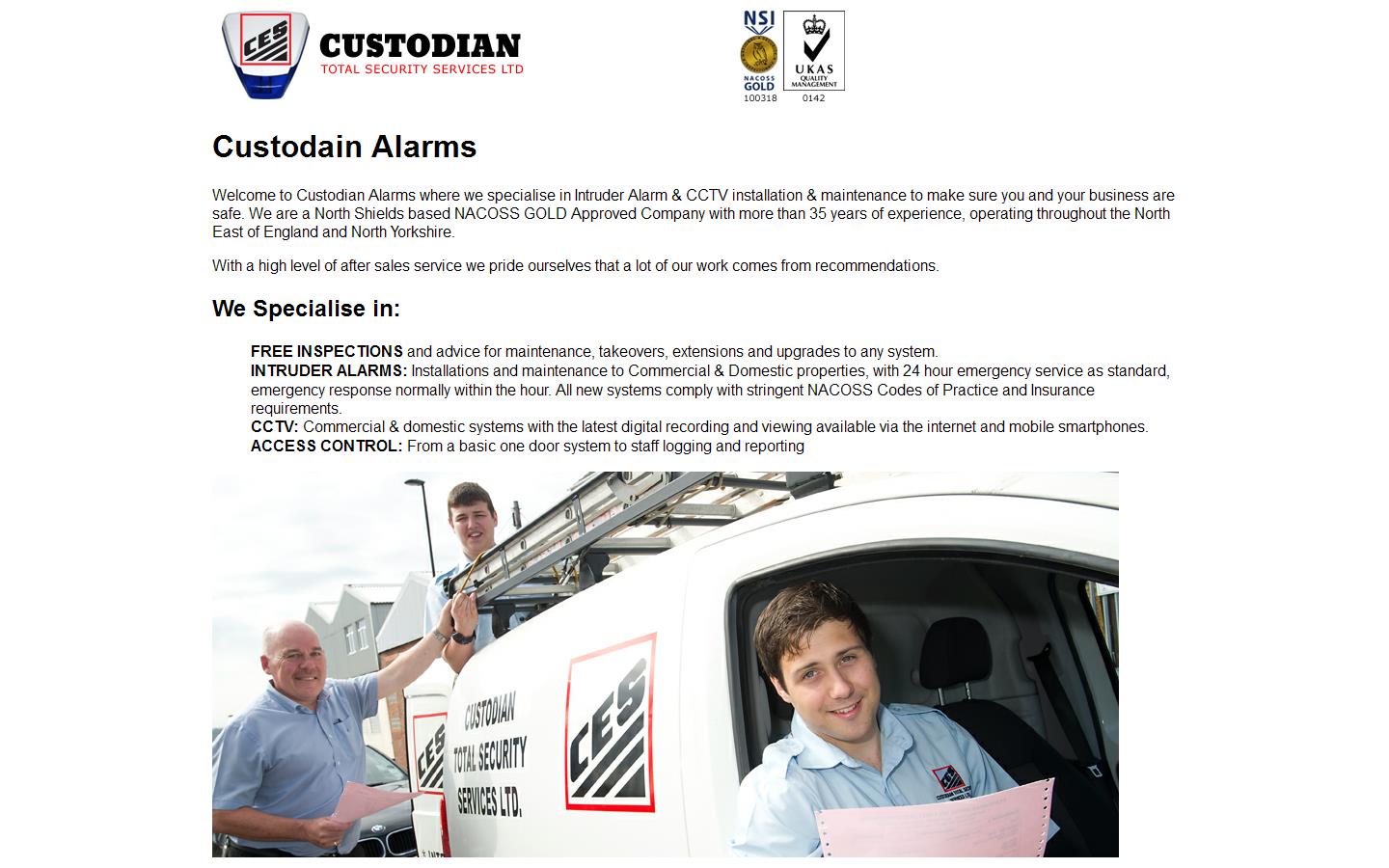 Custodian Total Security Services Website
