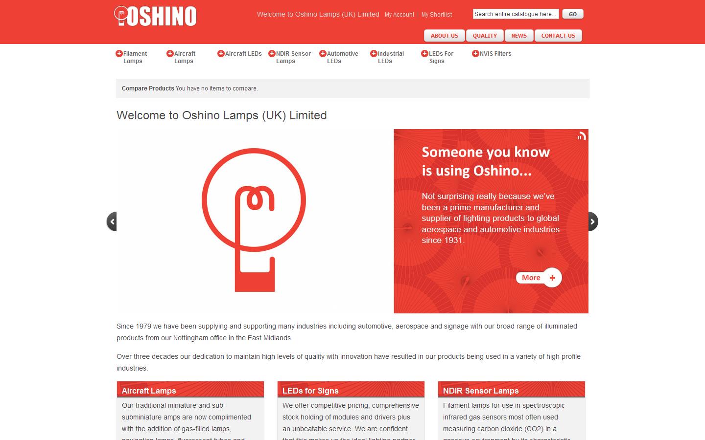 Oshino Lamps UK Ltd Website