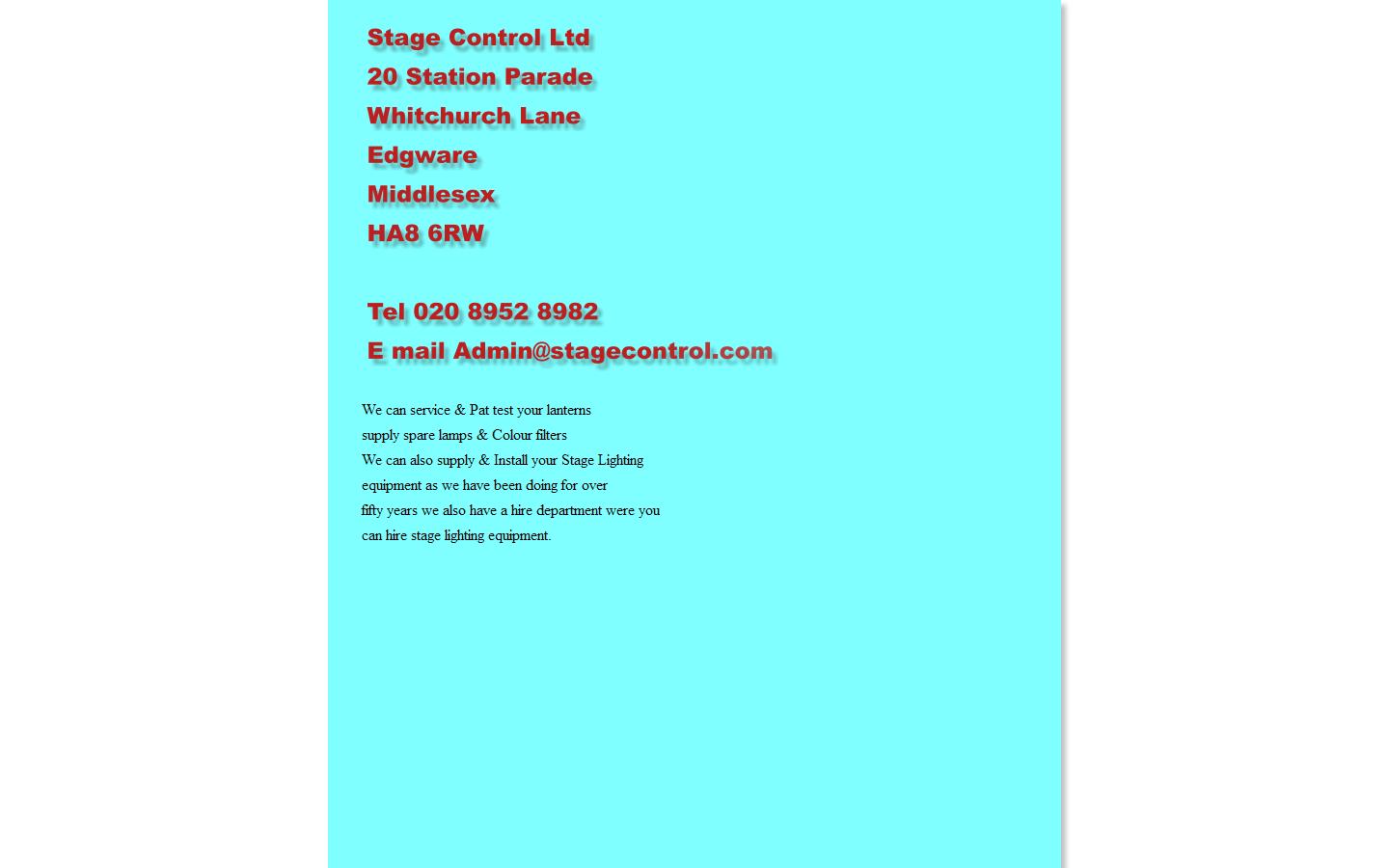 Stage Control Ltd Website