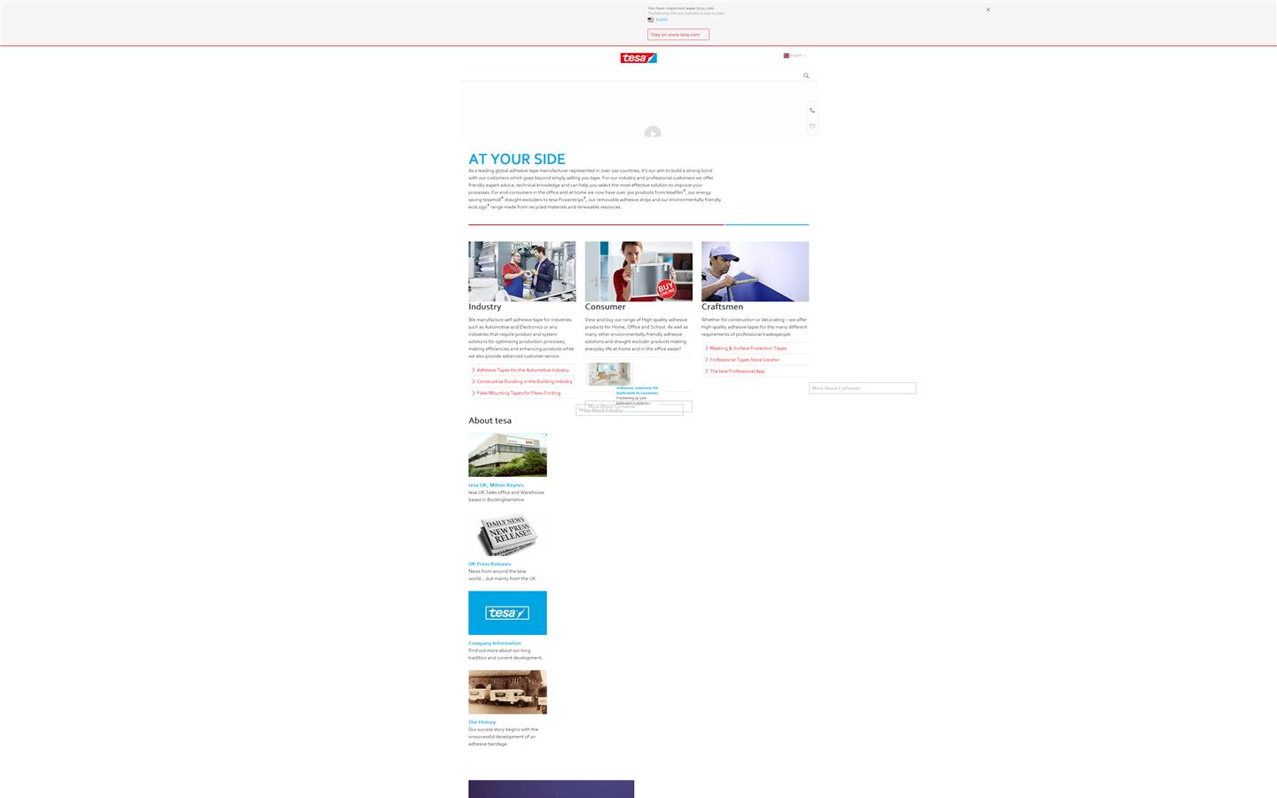 Tesa UK Ltd Website