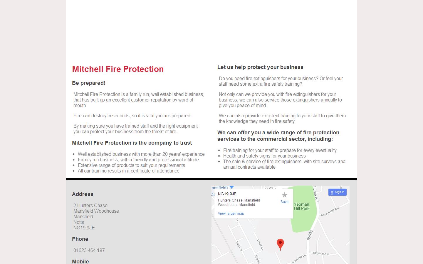 Mitchell Fire Protection Ltd Website