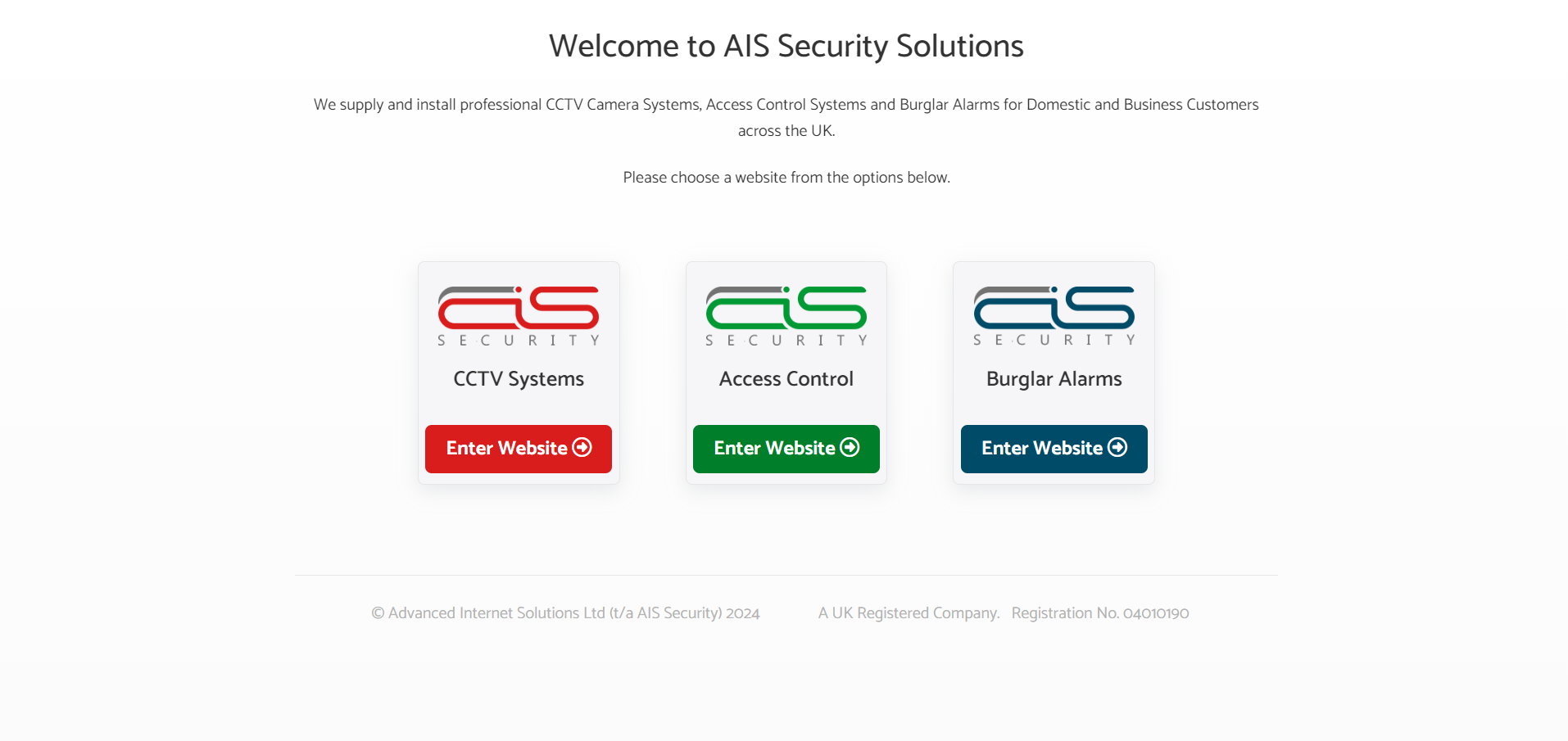 A I S Security Solutions Website