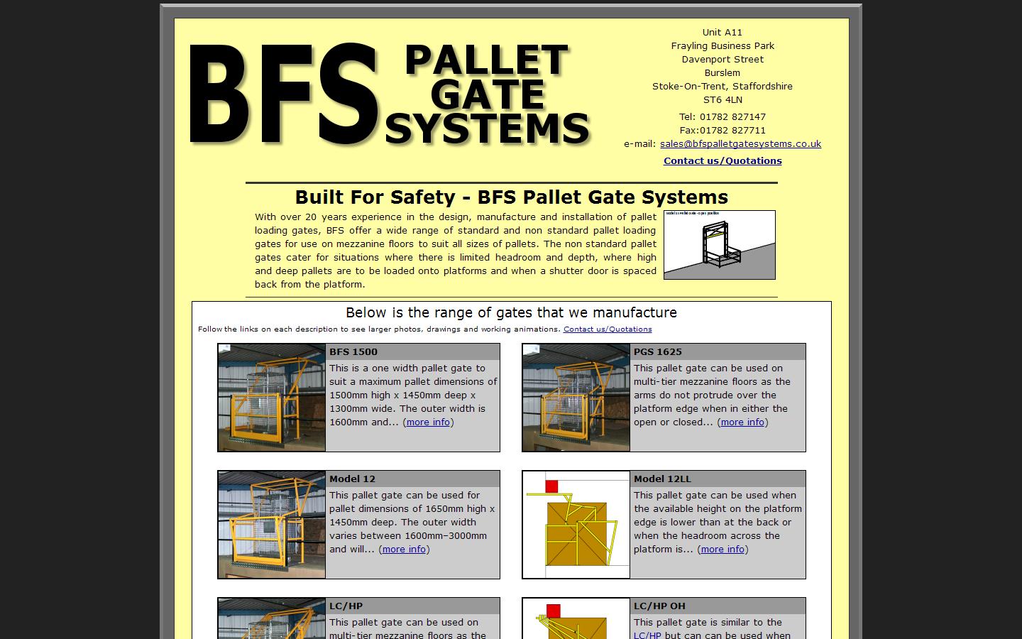 B F S Pallet Gate Systems Website