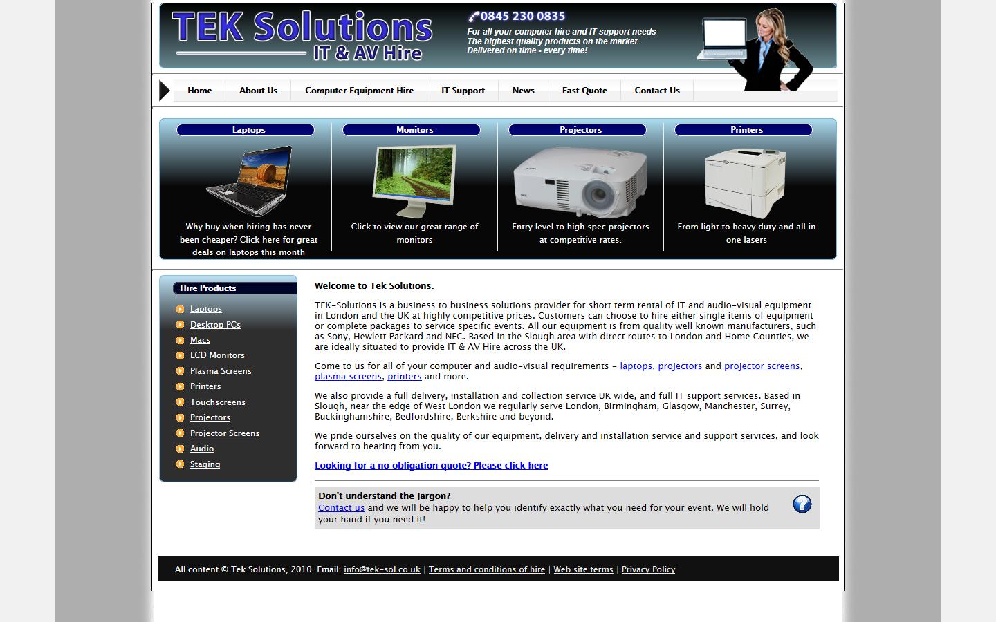 Tek Solutions Ltd Website