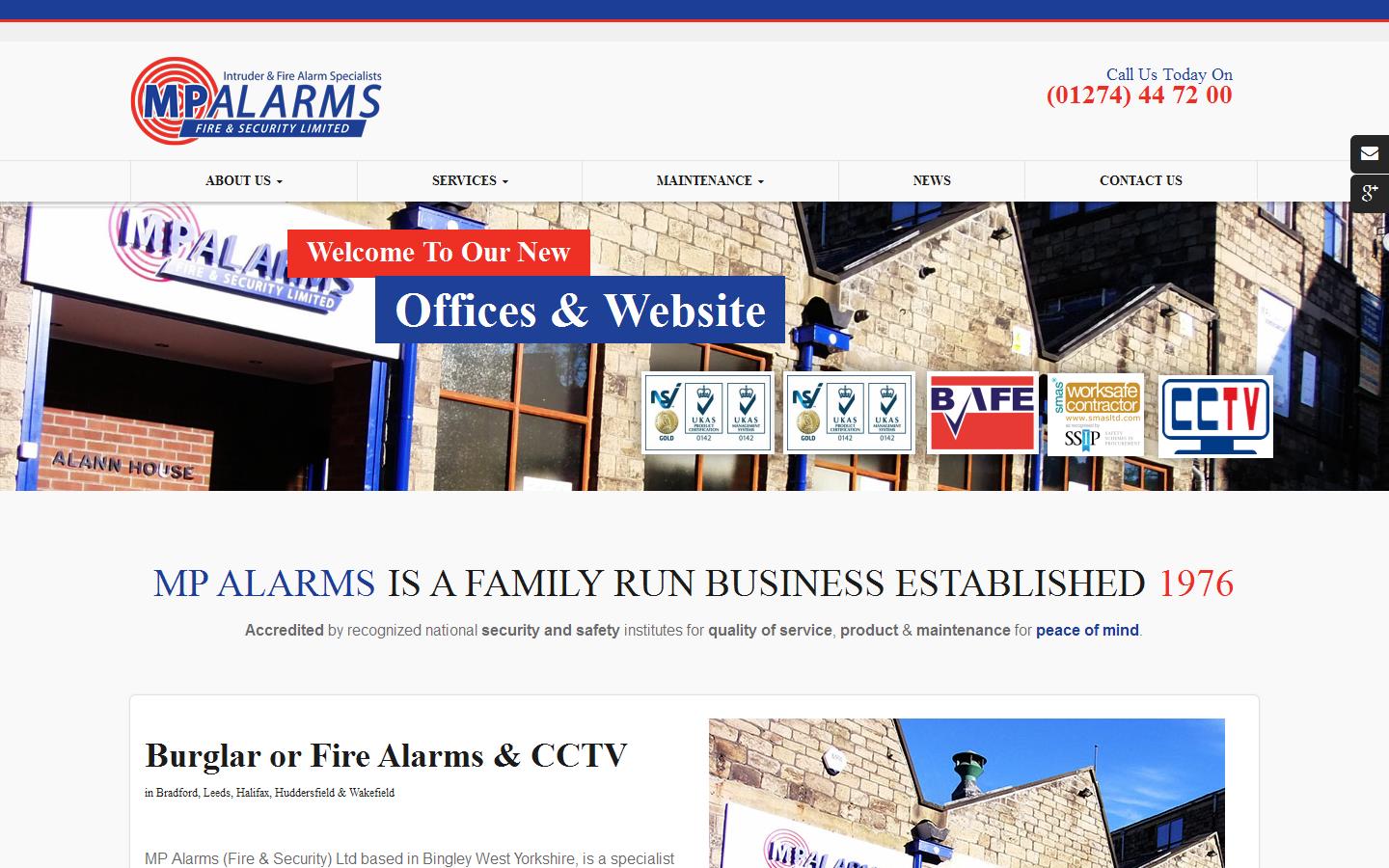 MP Alarms Fire & Security Ltd Website