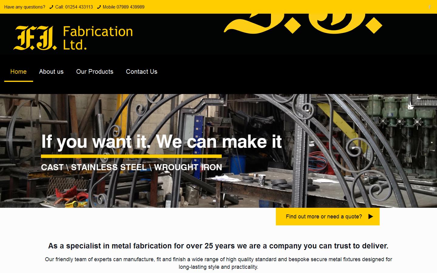 FJ Fabrication Ltd Website