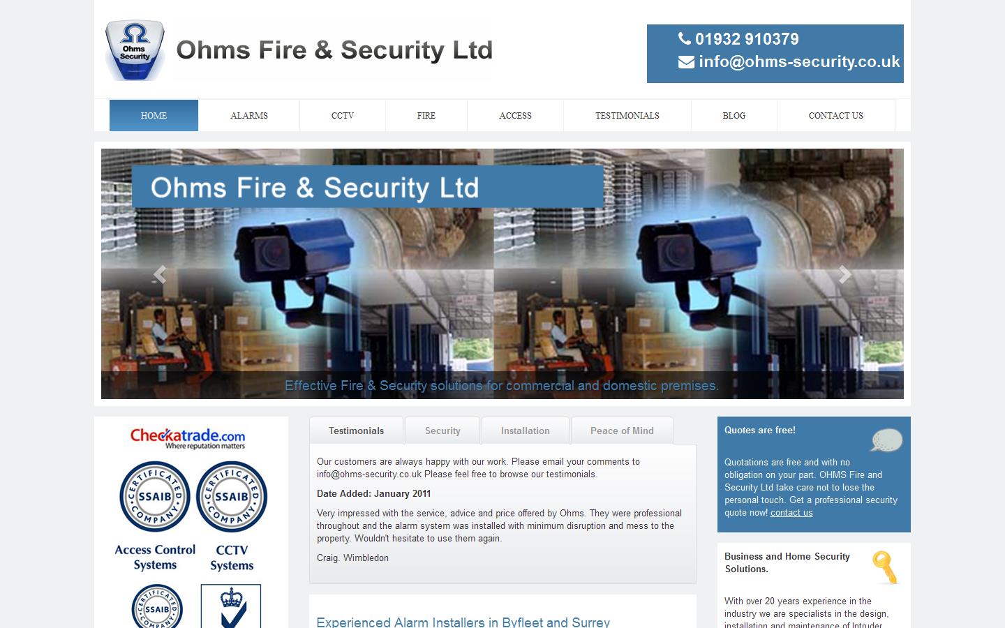 Ohms Security Ltd Website