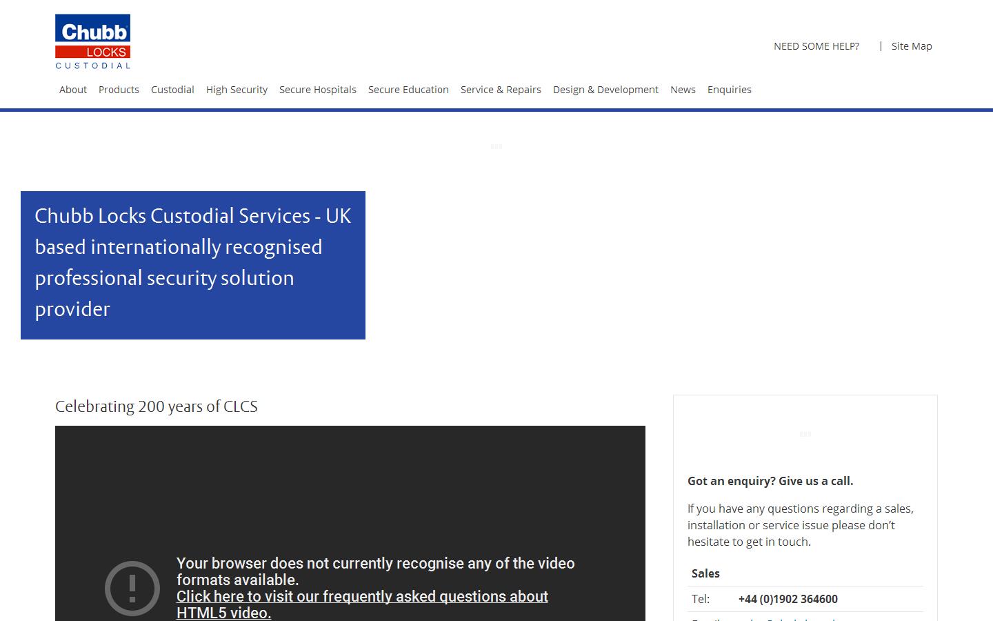 Chubb Locks Custodial Services Website