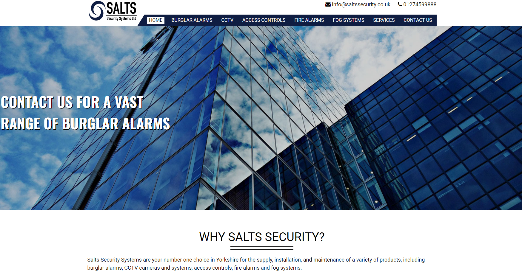 Salts Security Systems Ltd Website