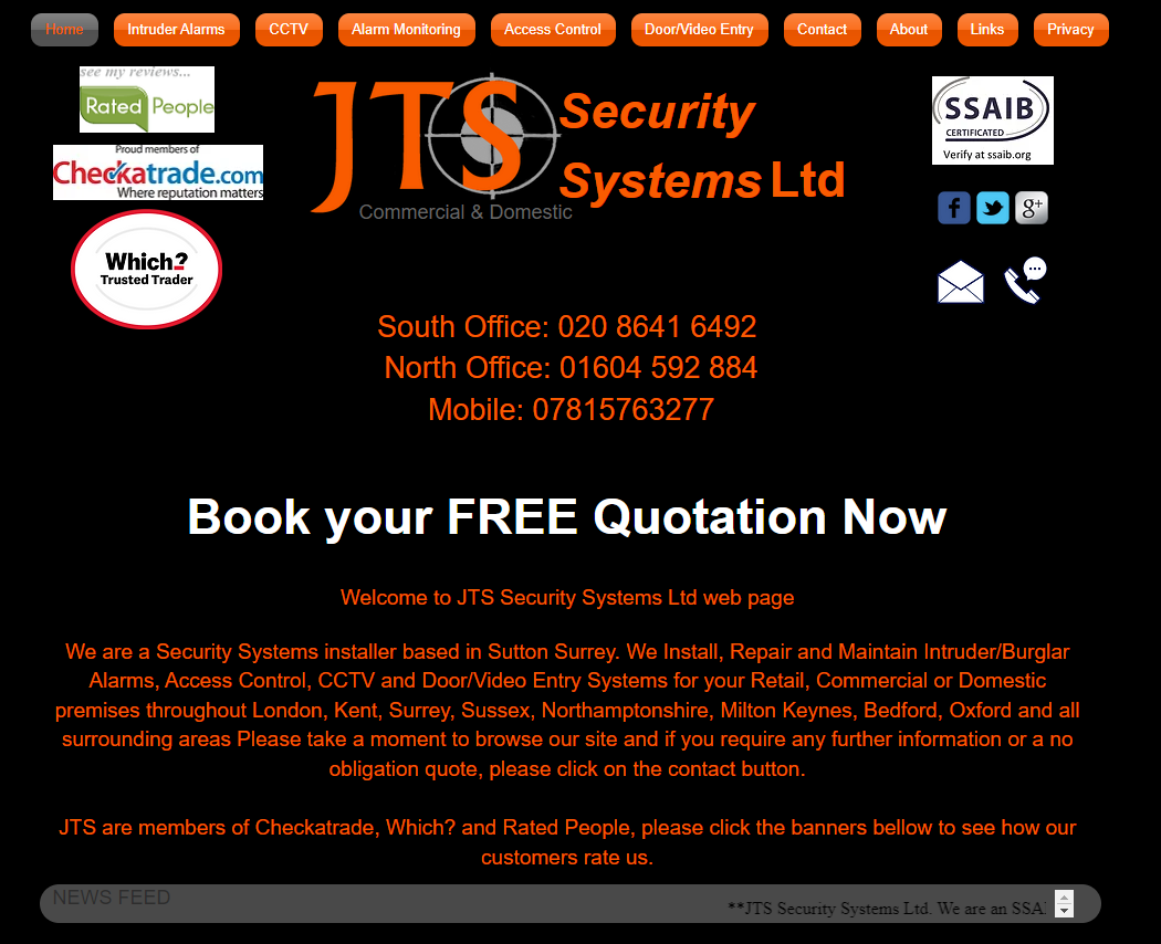 JTS Security Systems Ltd Website
