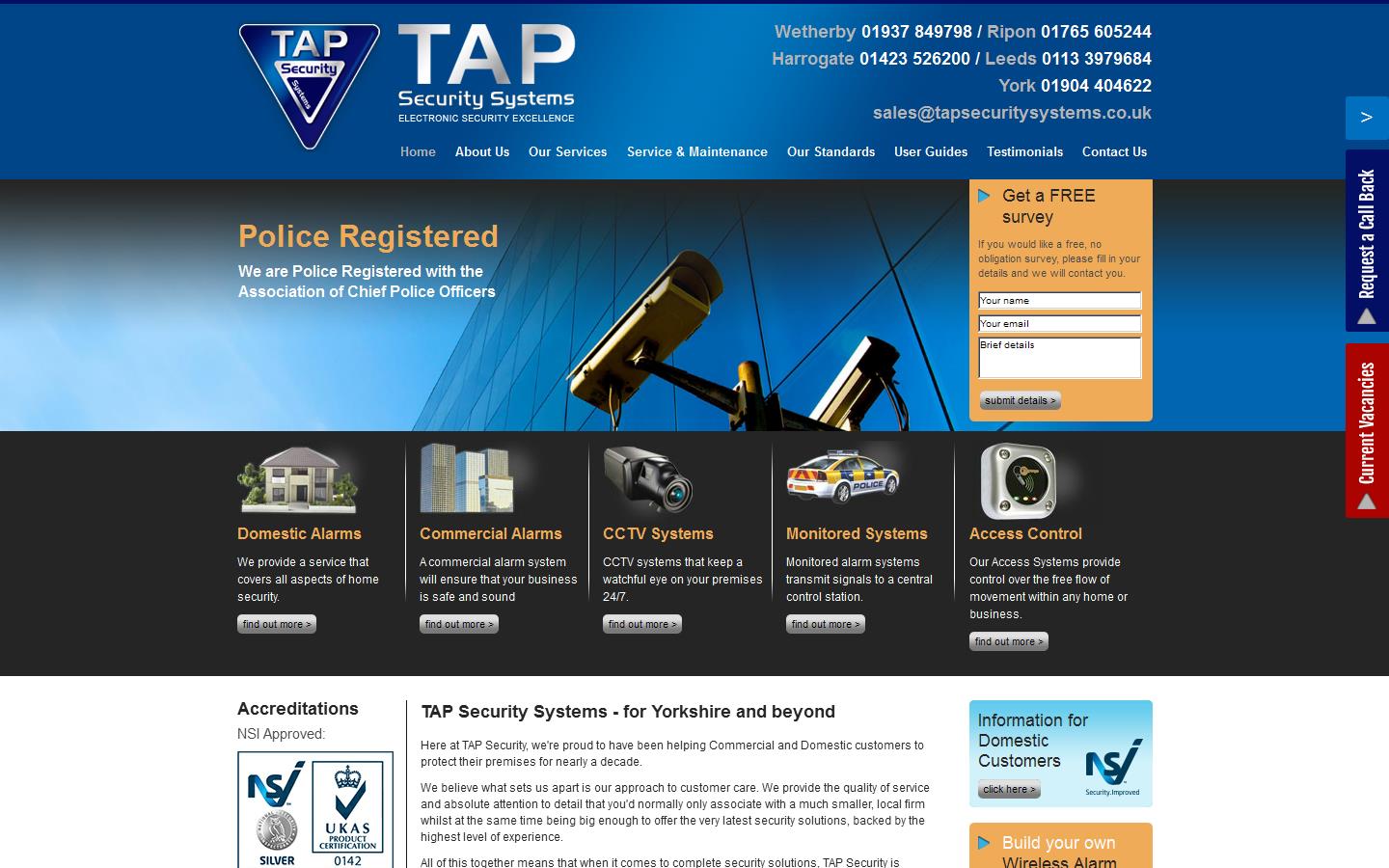 Tap Security Systems Website