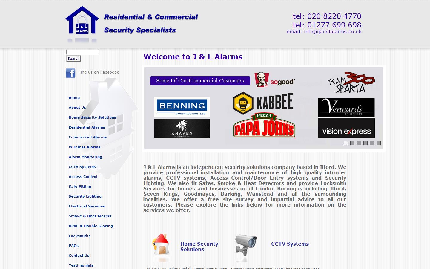J & L Alarms Website