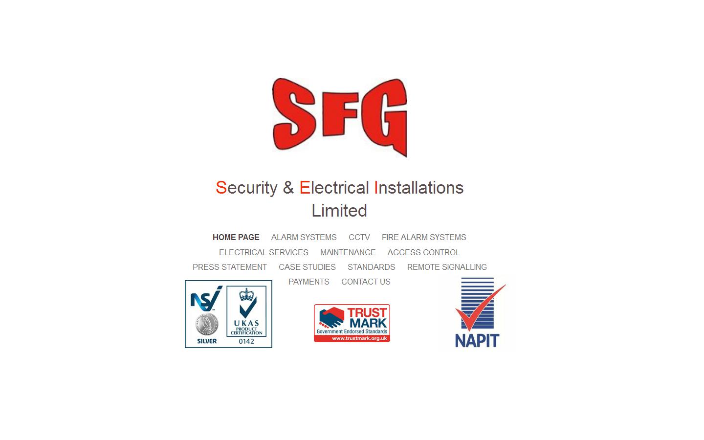 S F G Security & Electrical Installations Ltd Website
