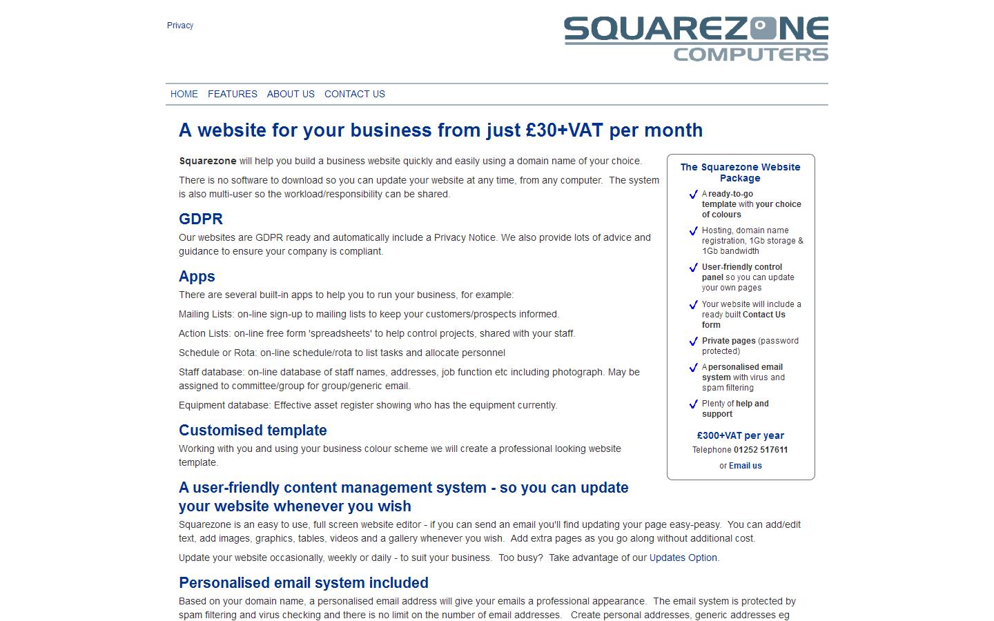 Squarezone Ltd Website