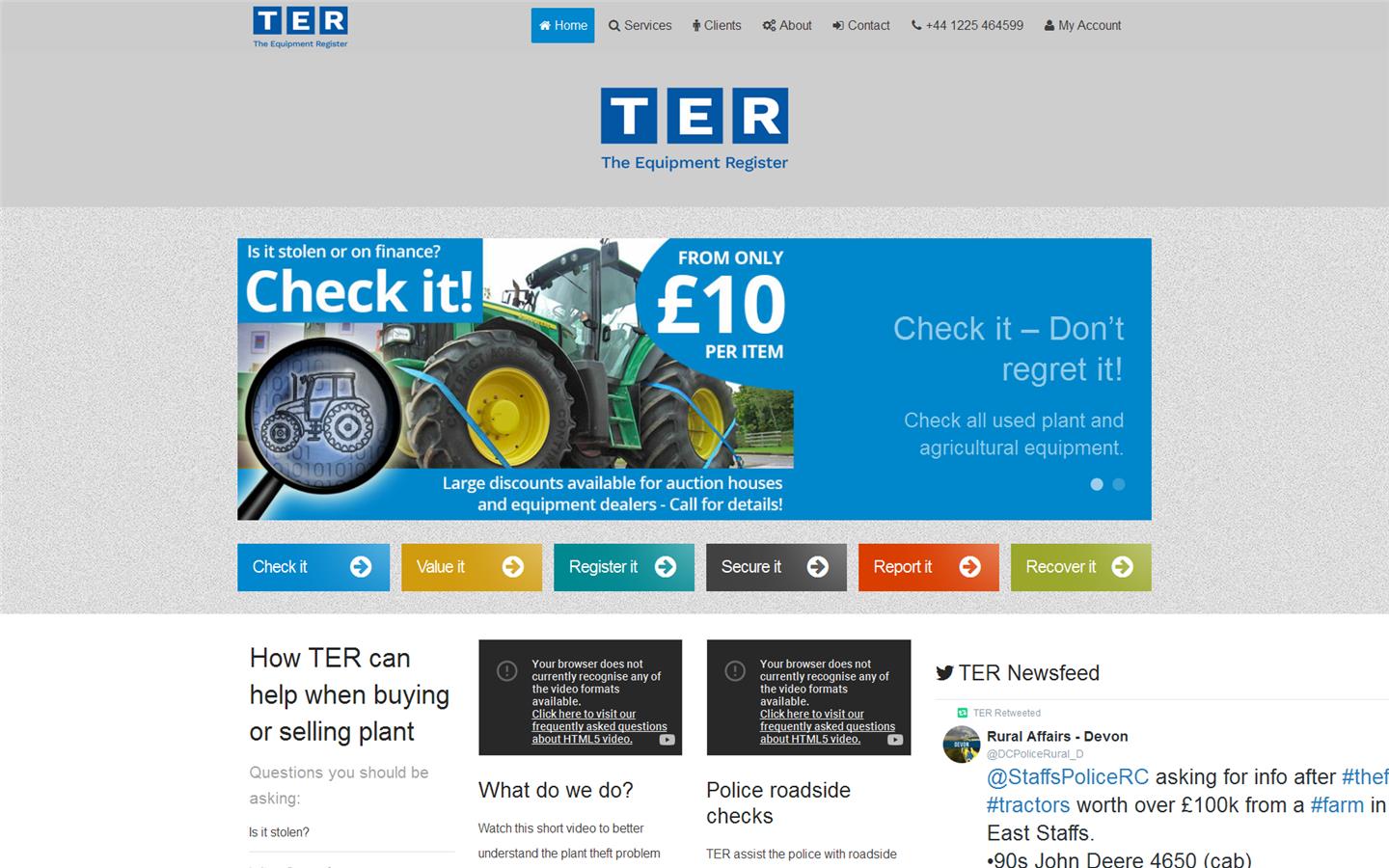 The Equipment Register Website