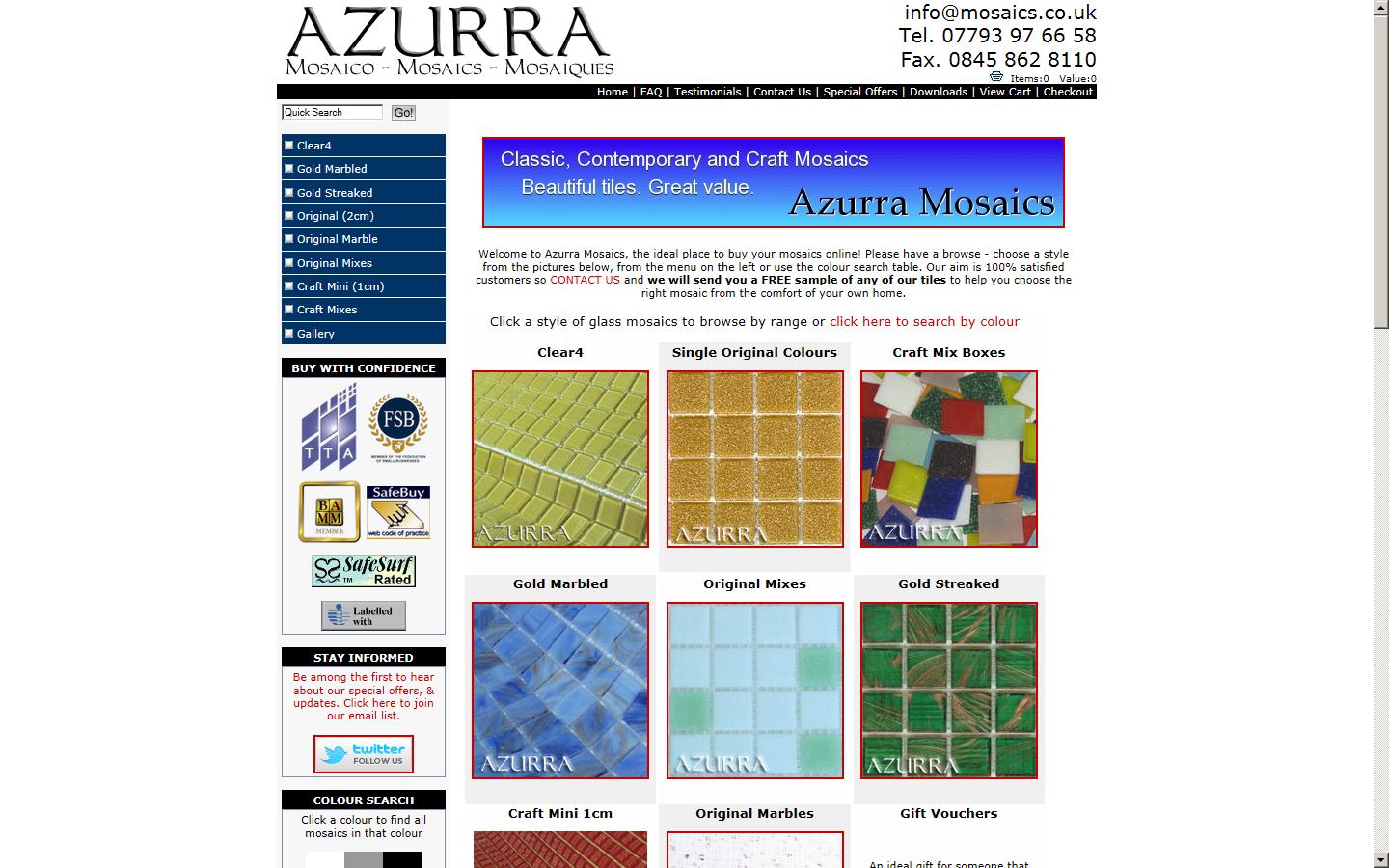 Azurra Mosaics Website