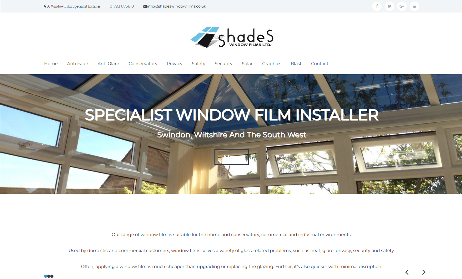Shades Window Films Website
