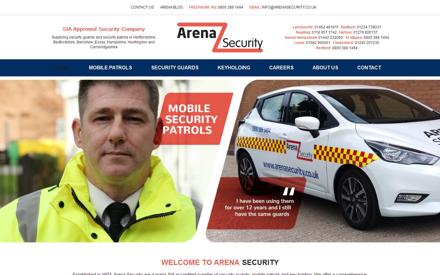 Arena Security Ltd Website