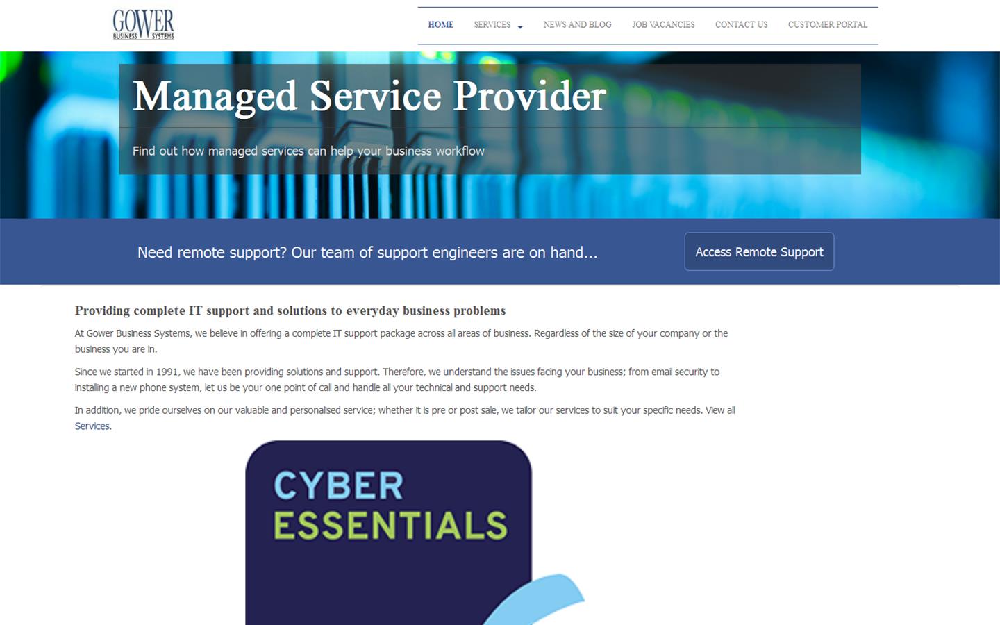 Gower Business Systems Ltd Website