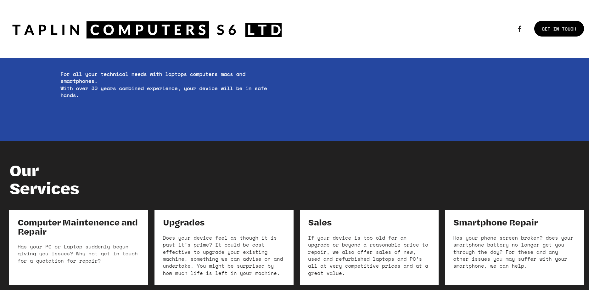 Taplin Computers S6 LTD Website