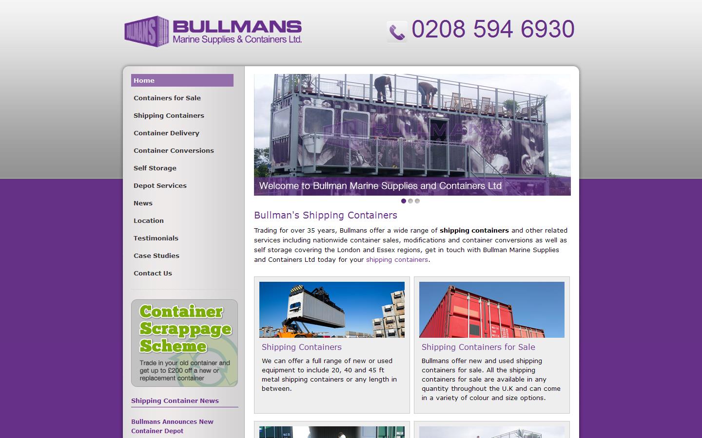 Bullmans Shipping Containers Website