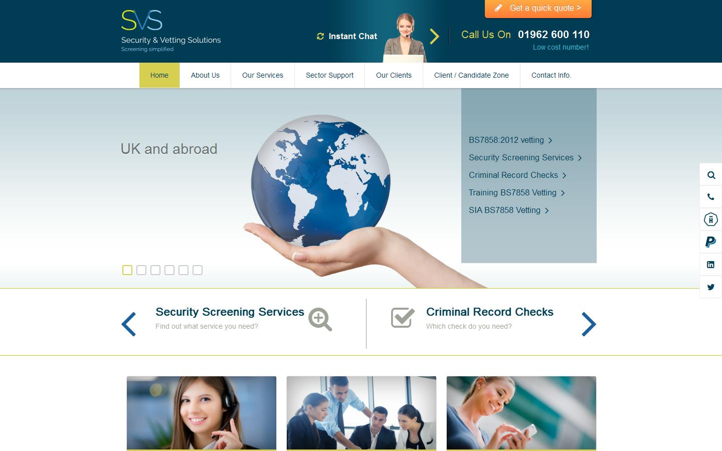 Security & Vetting Solutions Ltd Website