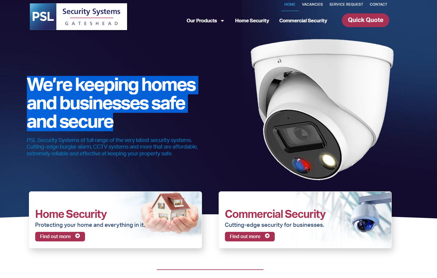 P S L Security Systems Website