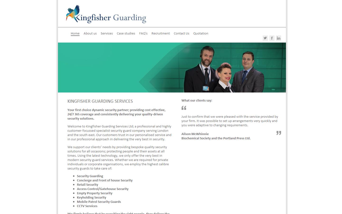 Kingfisher Guarding Website