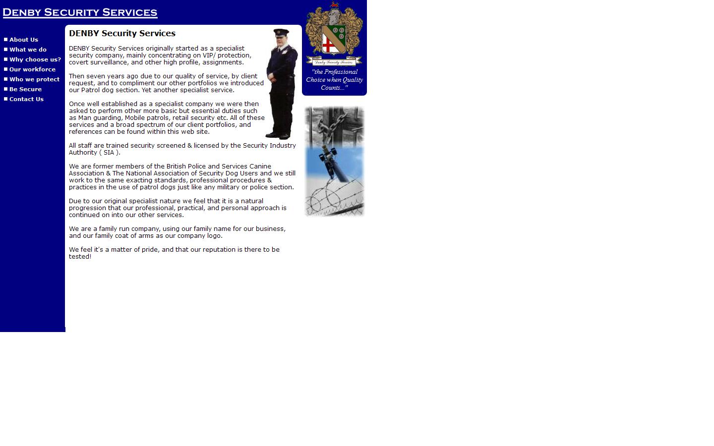 Denby Security Services Website