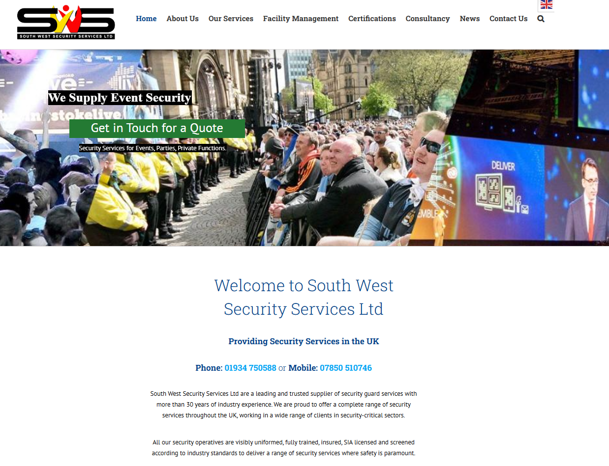 South West Security Services Website