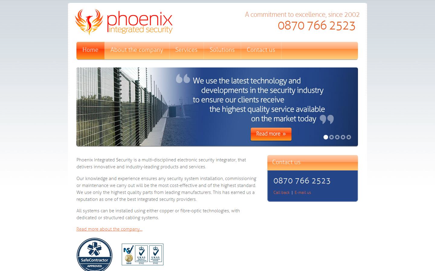 Phoenix Integrated Security Ltd Website