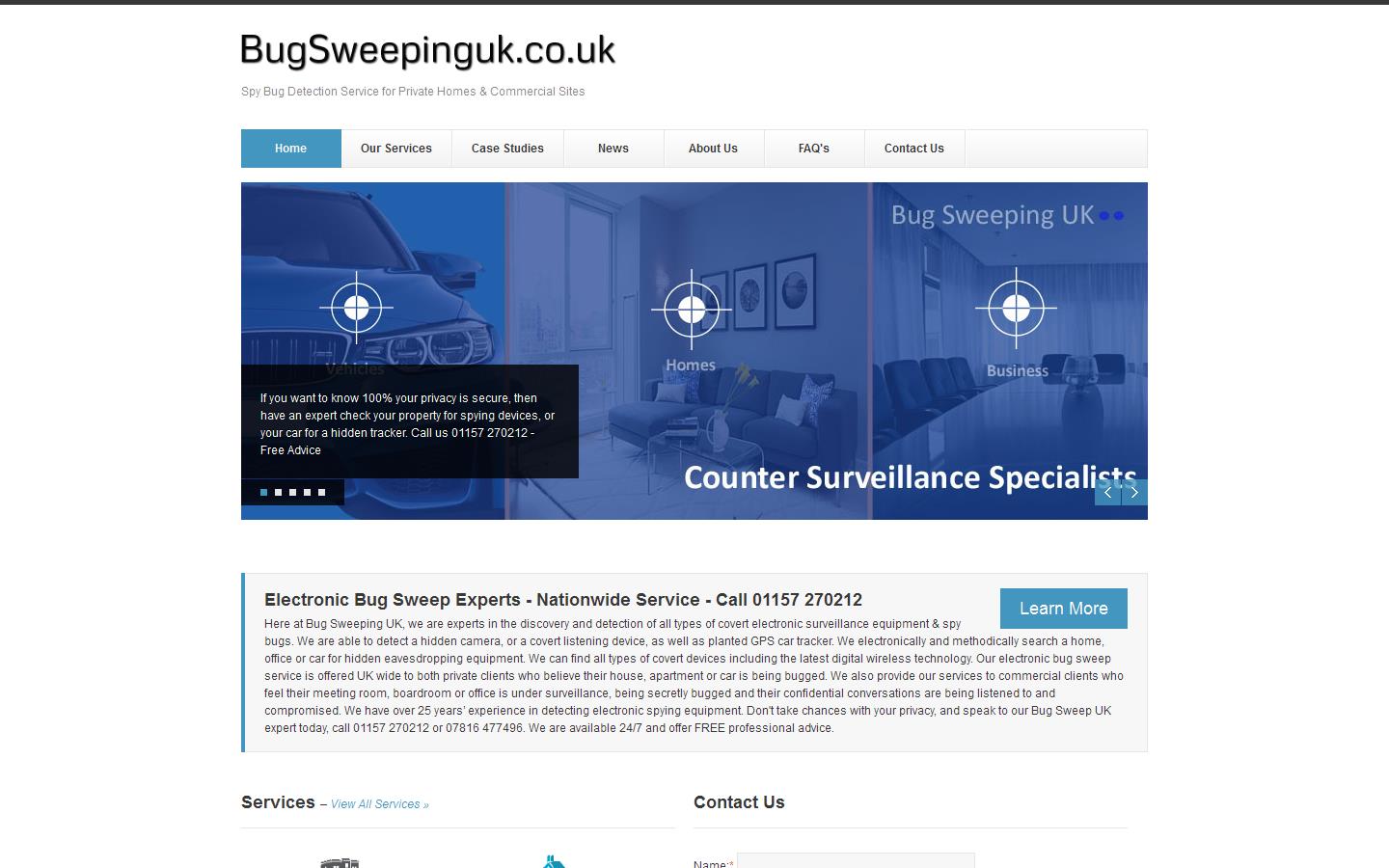 Bug Sweeping UK Website
