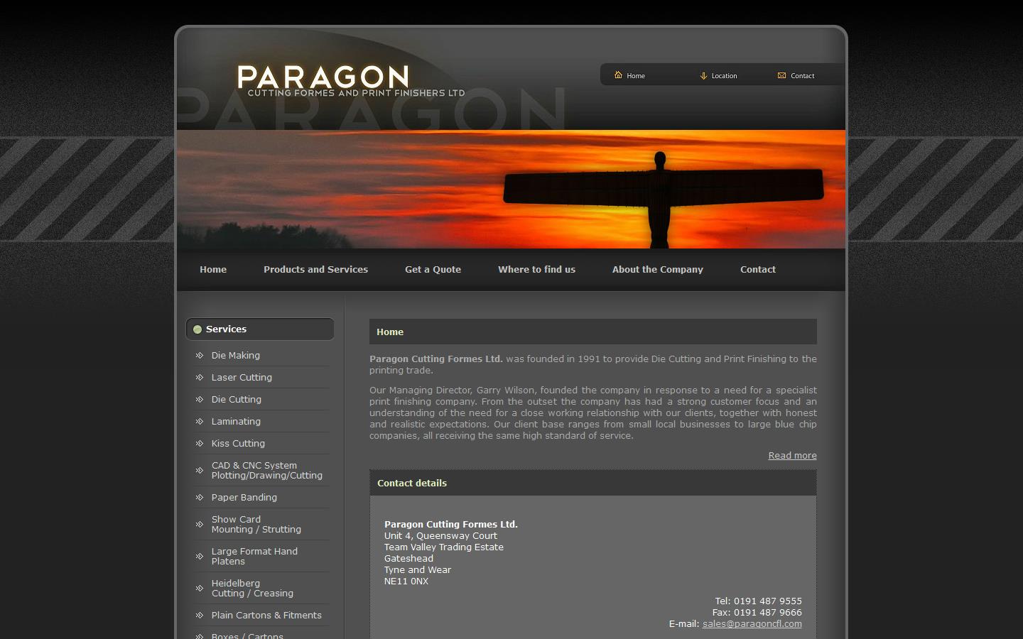 Paragon Cutting Forms Ltd Website