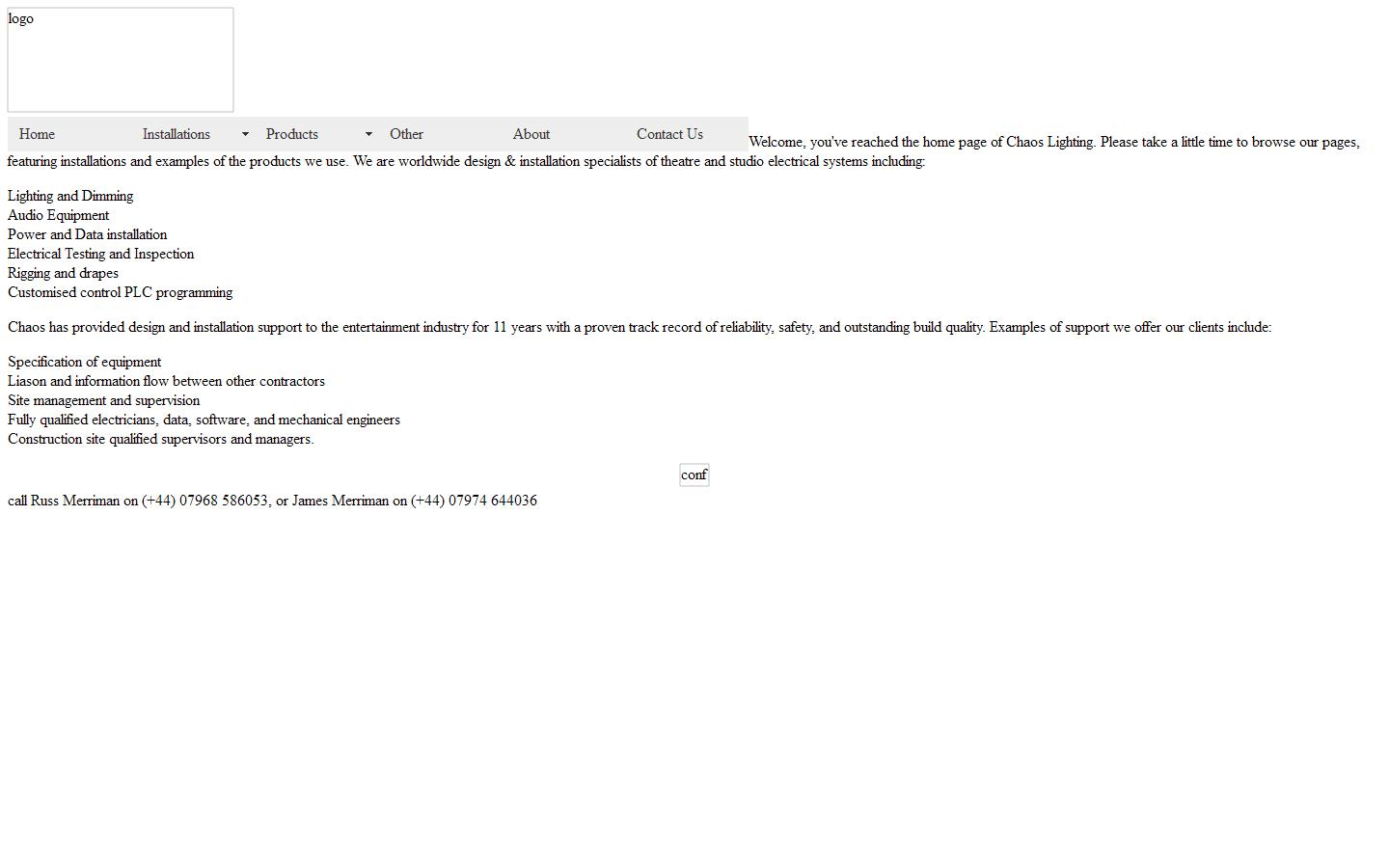 Chaos Lighting Website