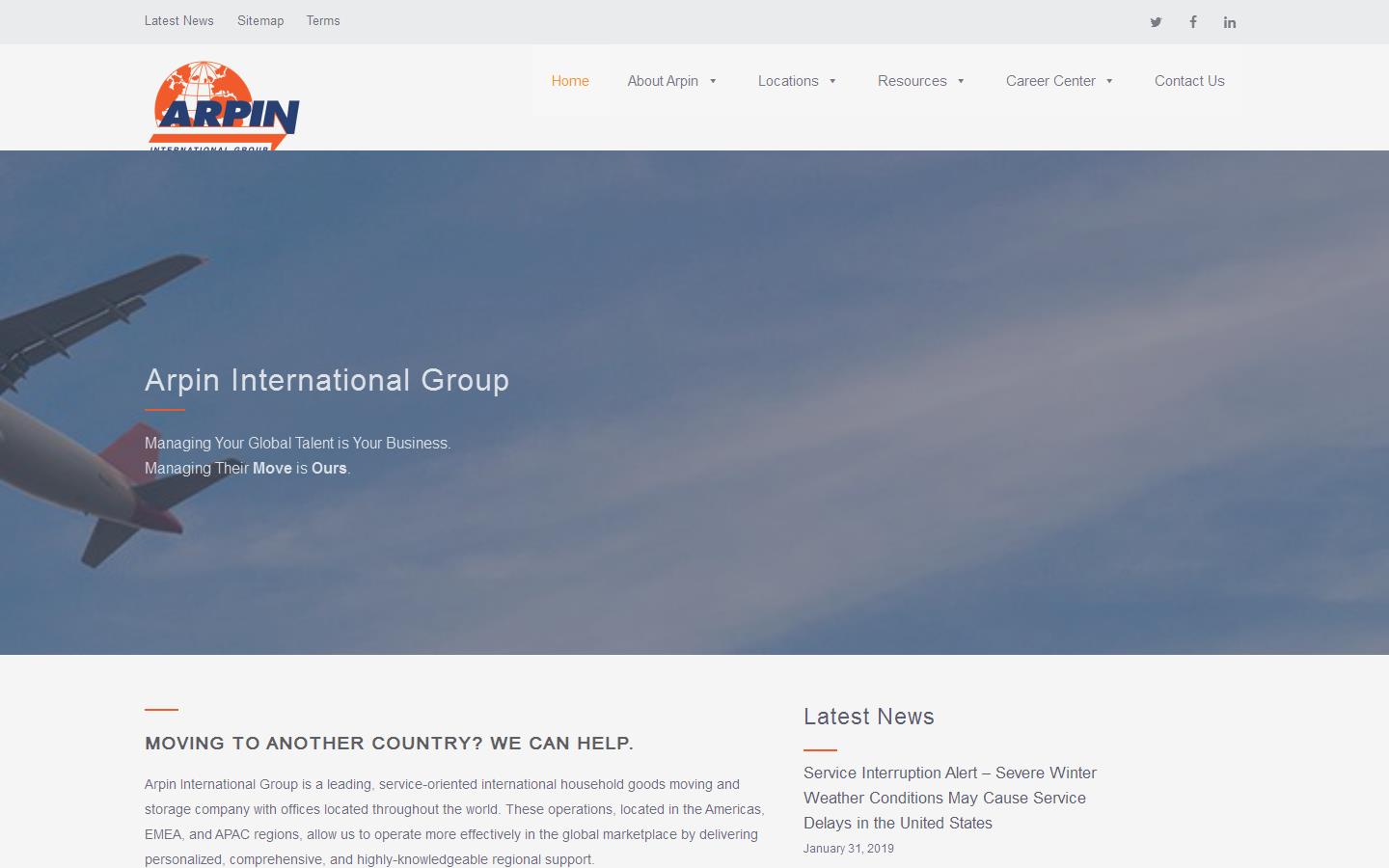 Arpin International UK Ltd Website