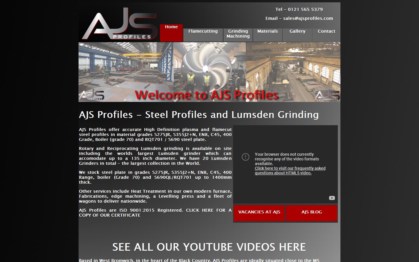 A J S Profiles Ltd Website