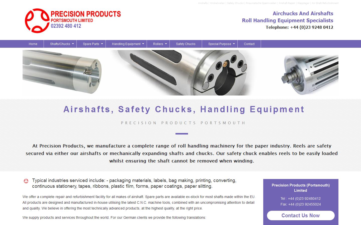 Precision Products Portsmouth Ltd Website