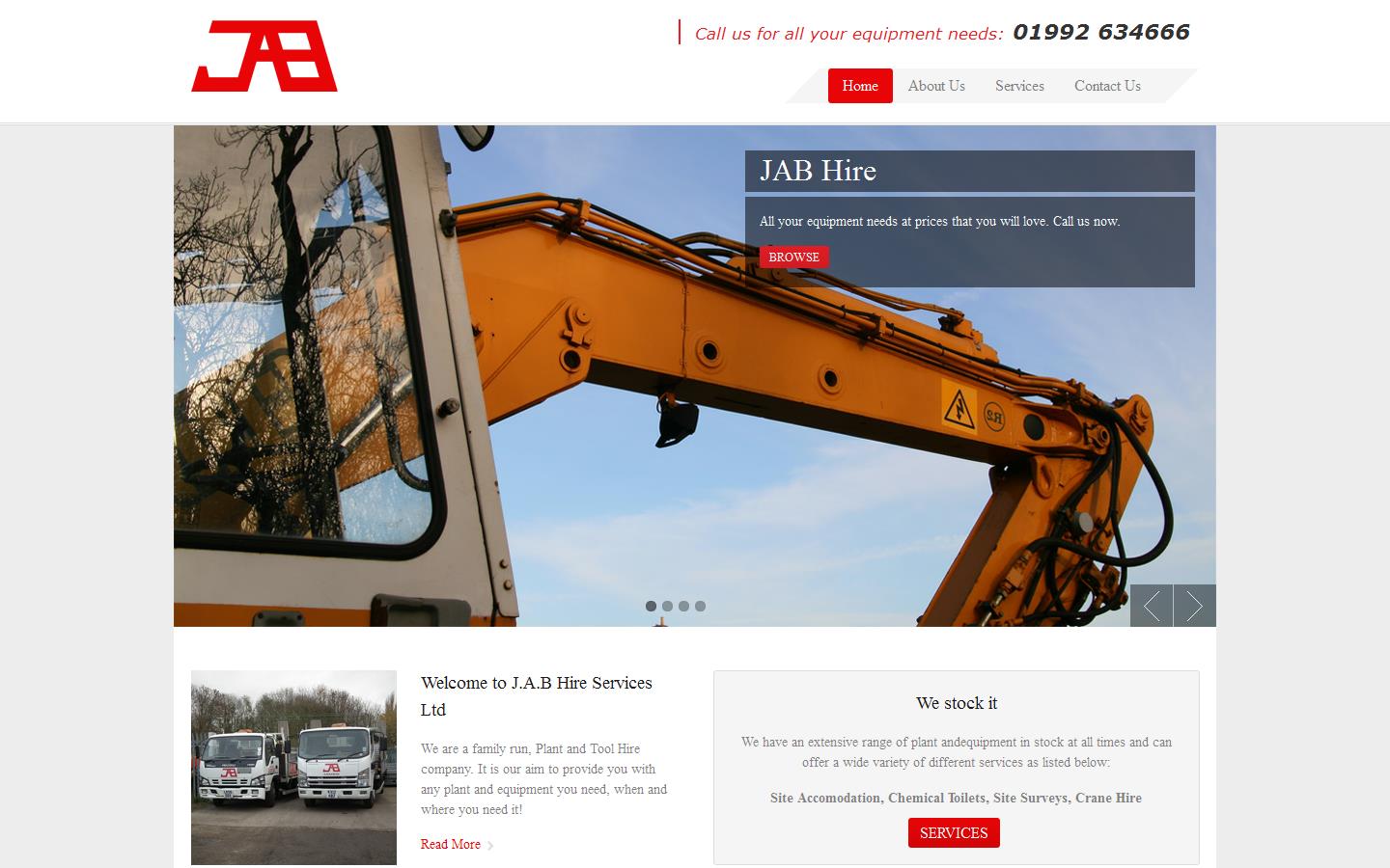 J A B Hire Services Ltd Website