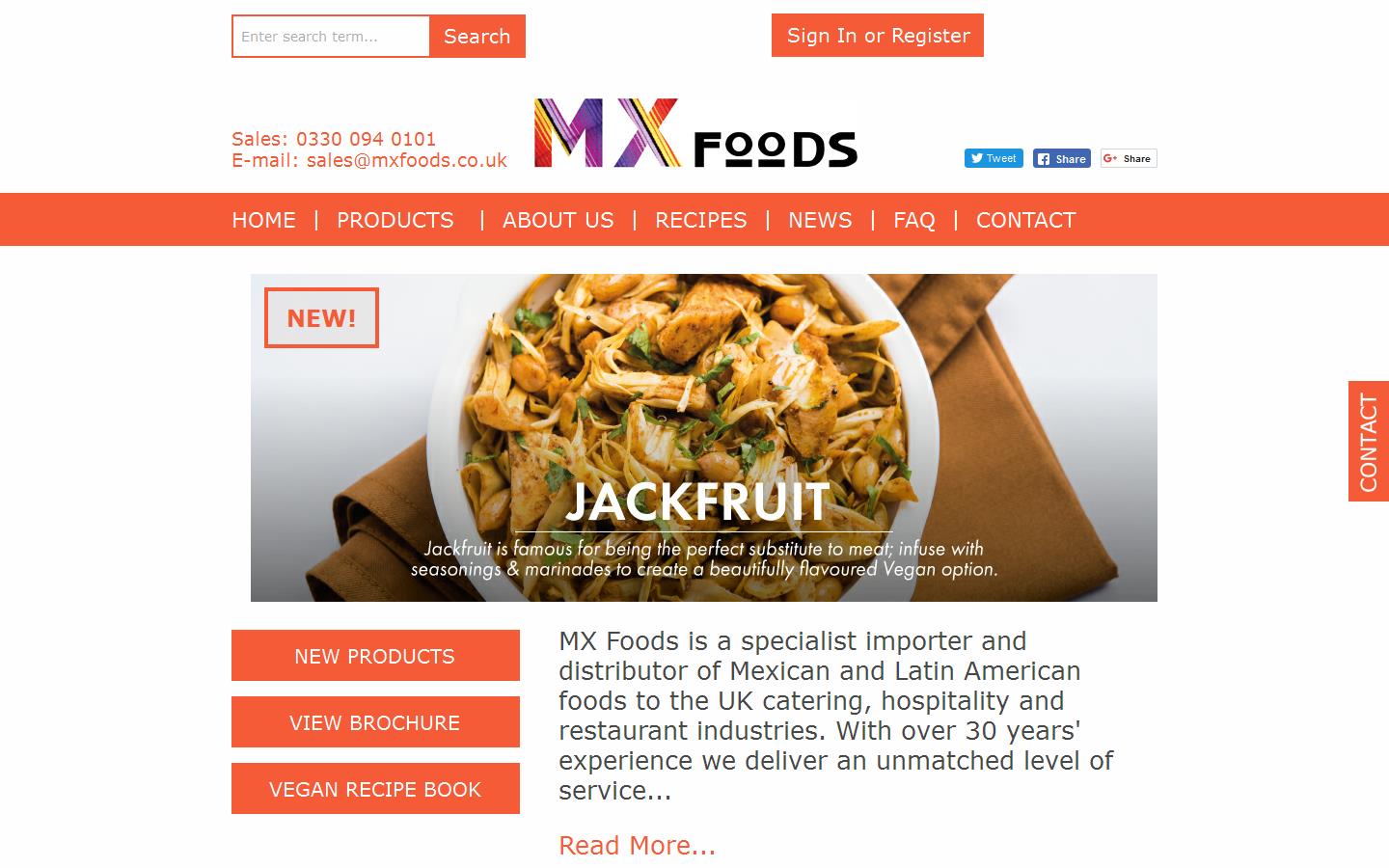 M X Foods Website