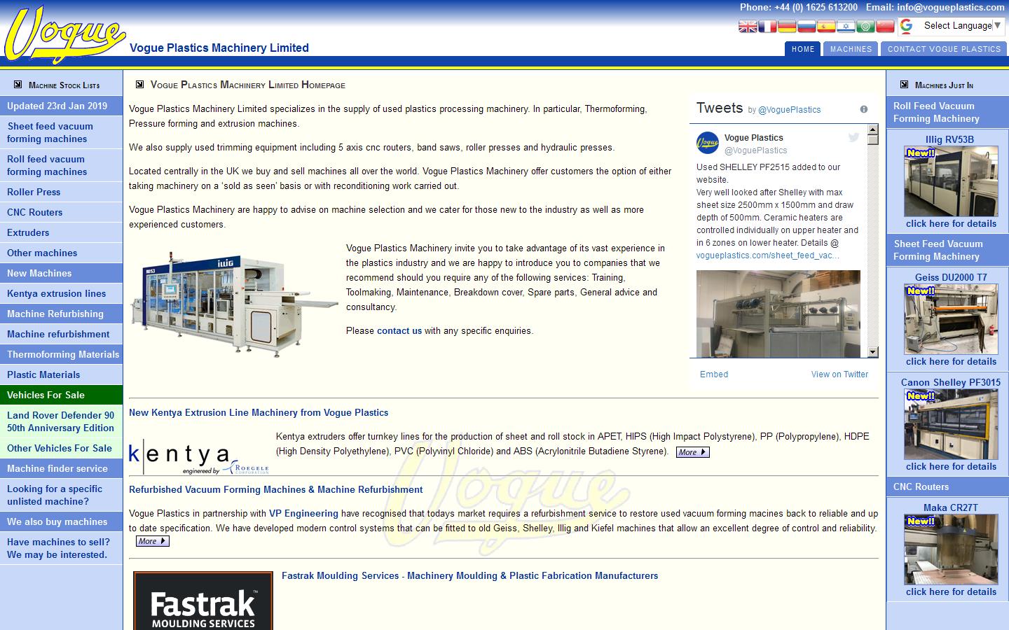Vogue Plastics Machinery Ltd Website