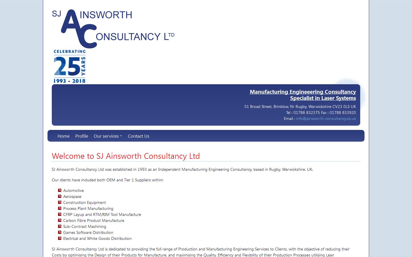 S J Ainsworth Consultancy Ltd Website