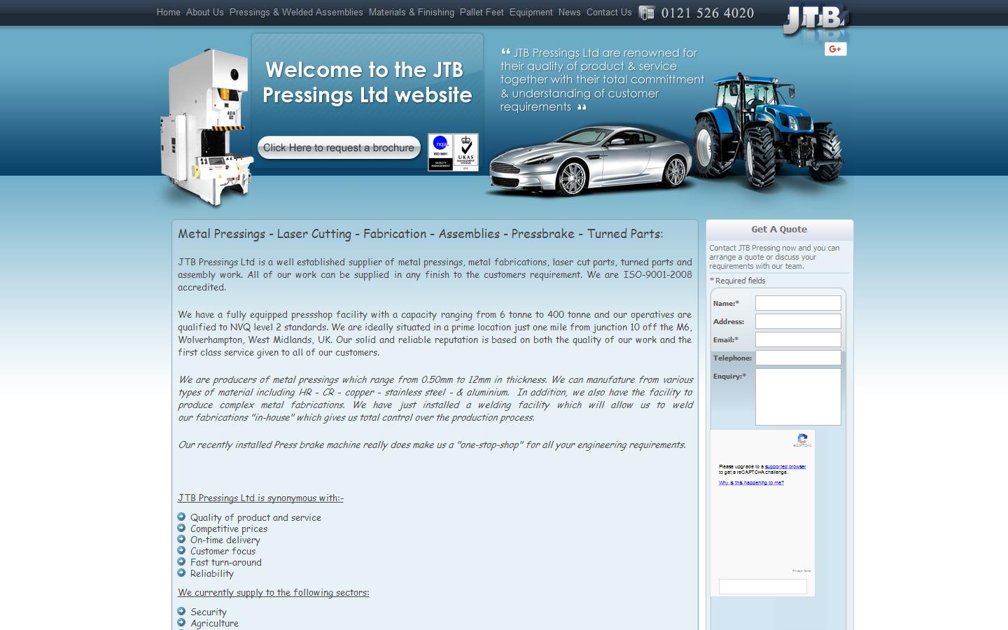 J T B Pressings Ltd Website