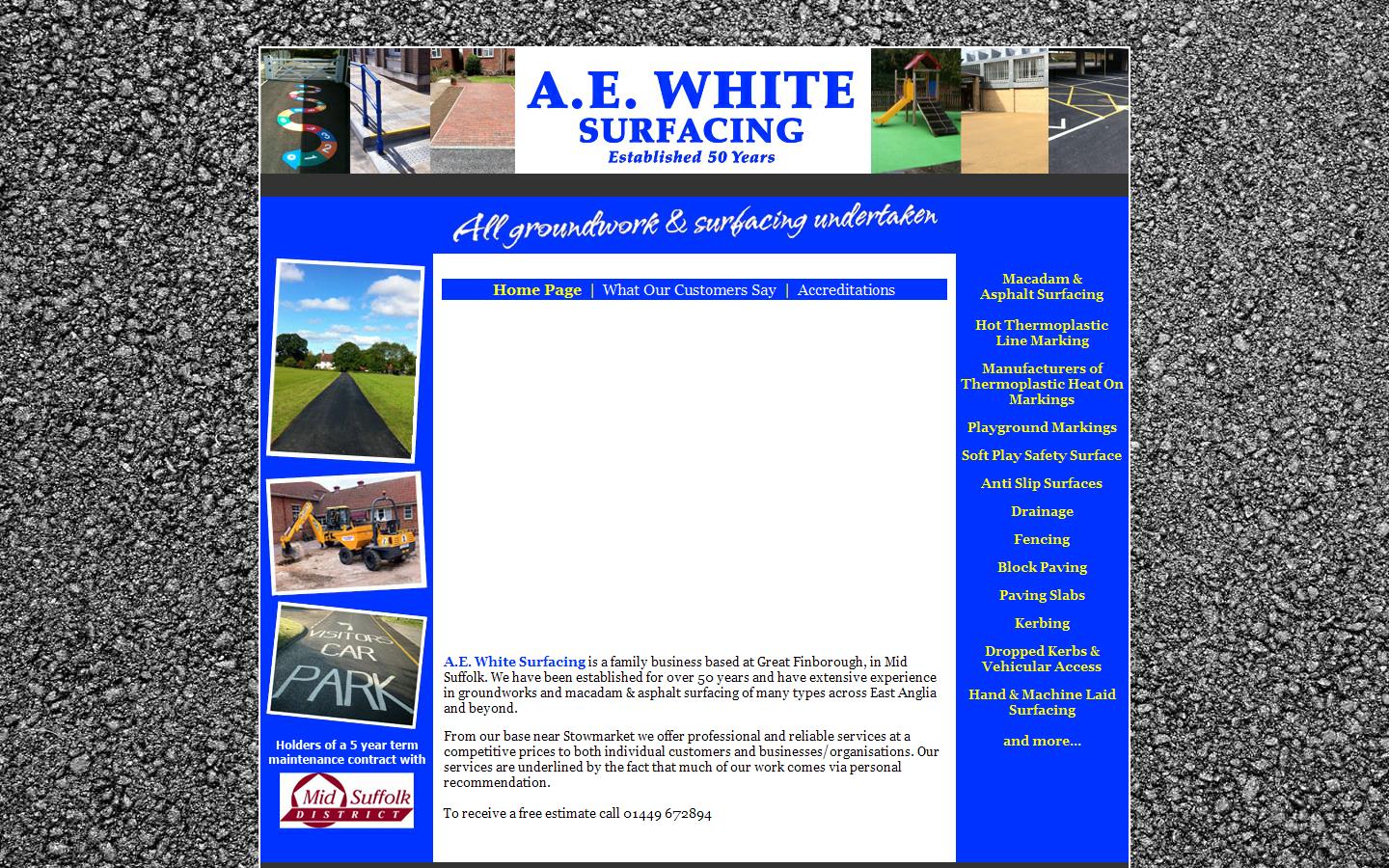 A E White Surfacing Website