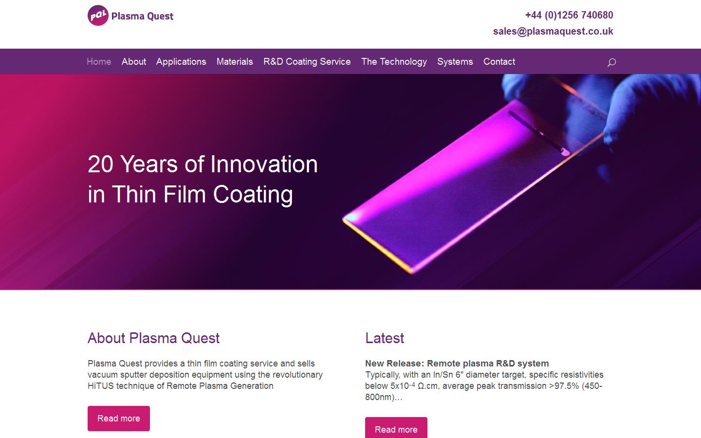 Plasma Quest Ltd Website
