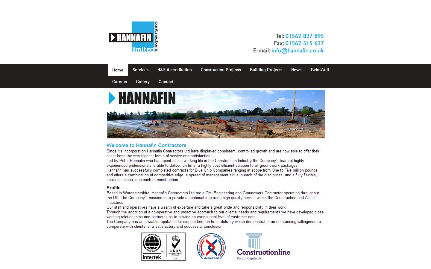 Hannafin Contractors Ltd Website