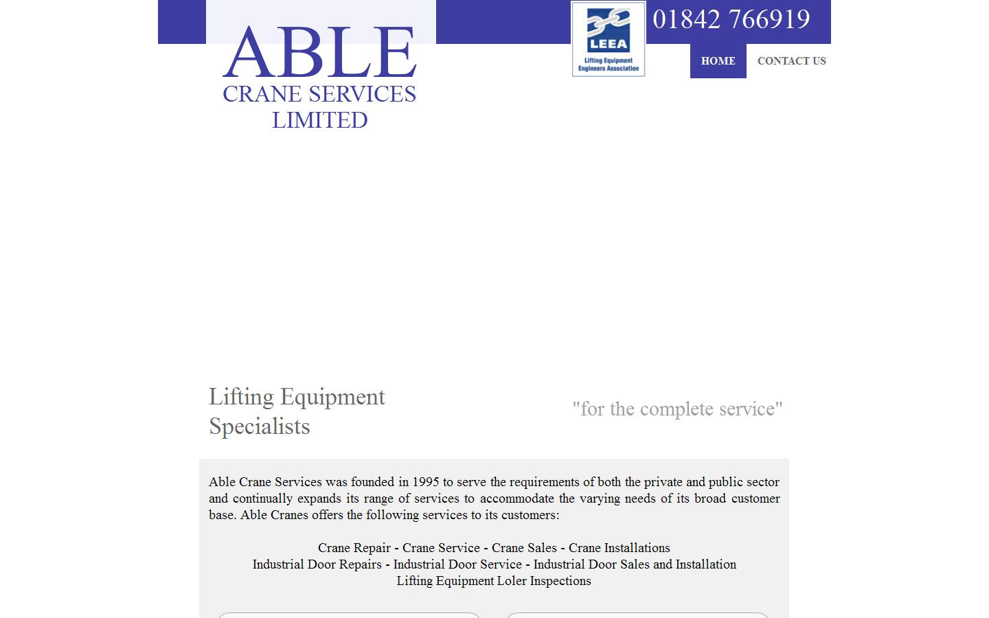 Able Crane Services Website